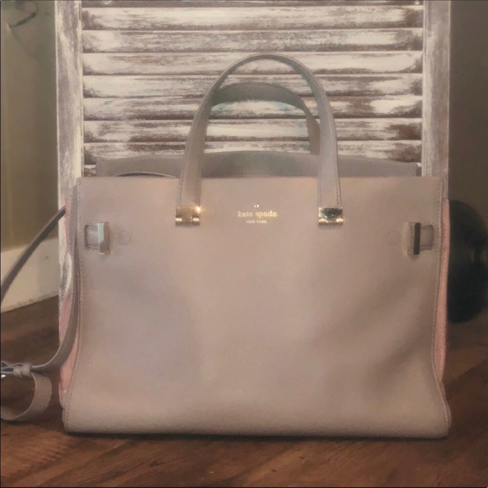 Kate Spade Large Handbag Gray with pink sides